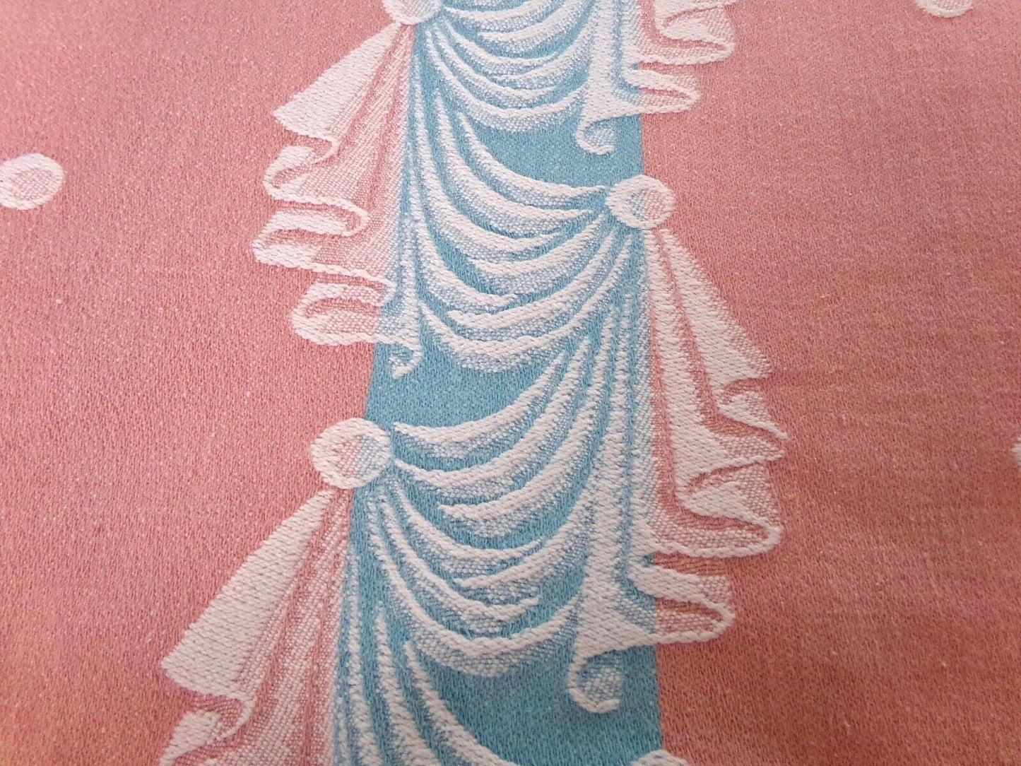 old hollywood regency style vintage woven bedspread, pink fieldcrest twin coverlet