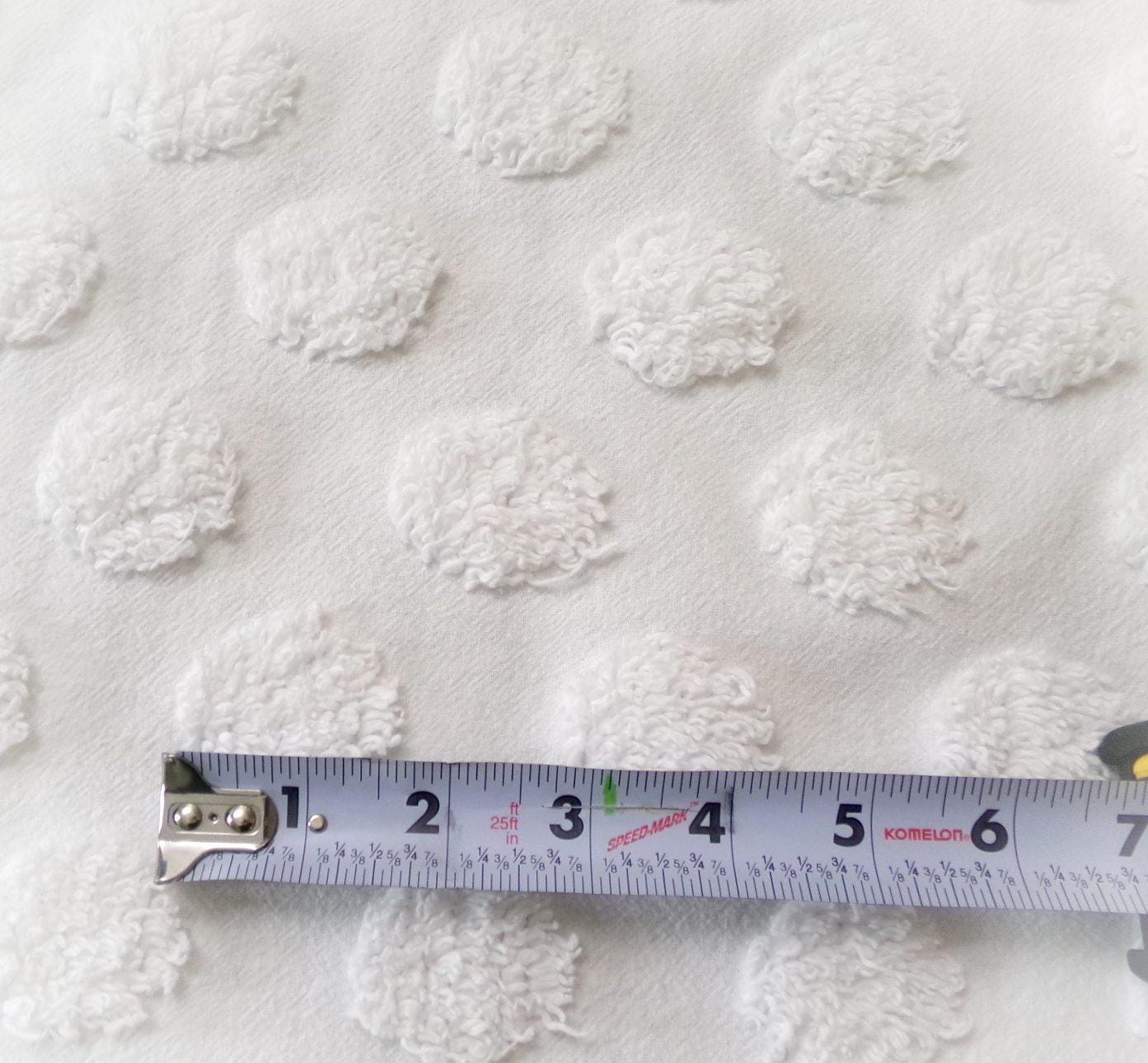 Simple Coin Pops Vintage Style Chenille Fabric Big White Dots 18x24" Quilt Material