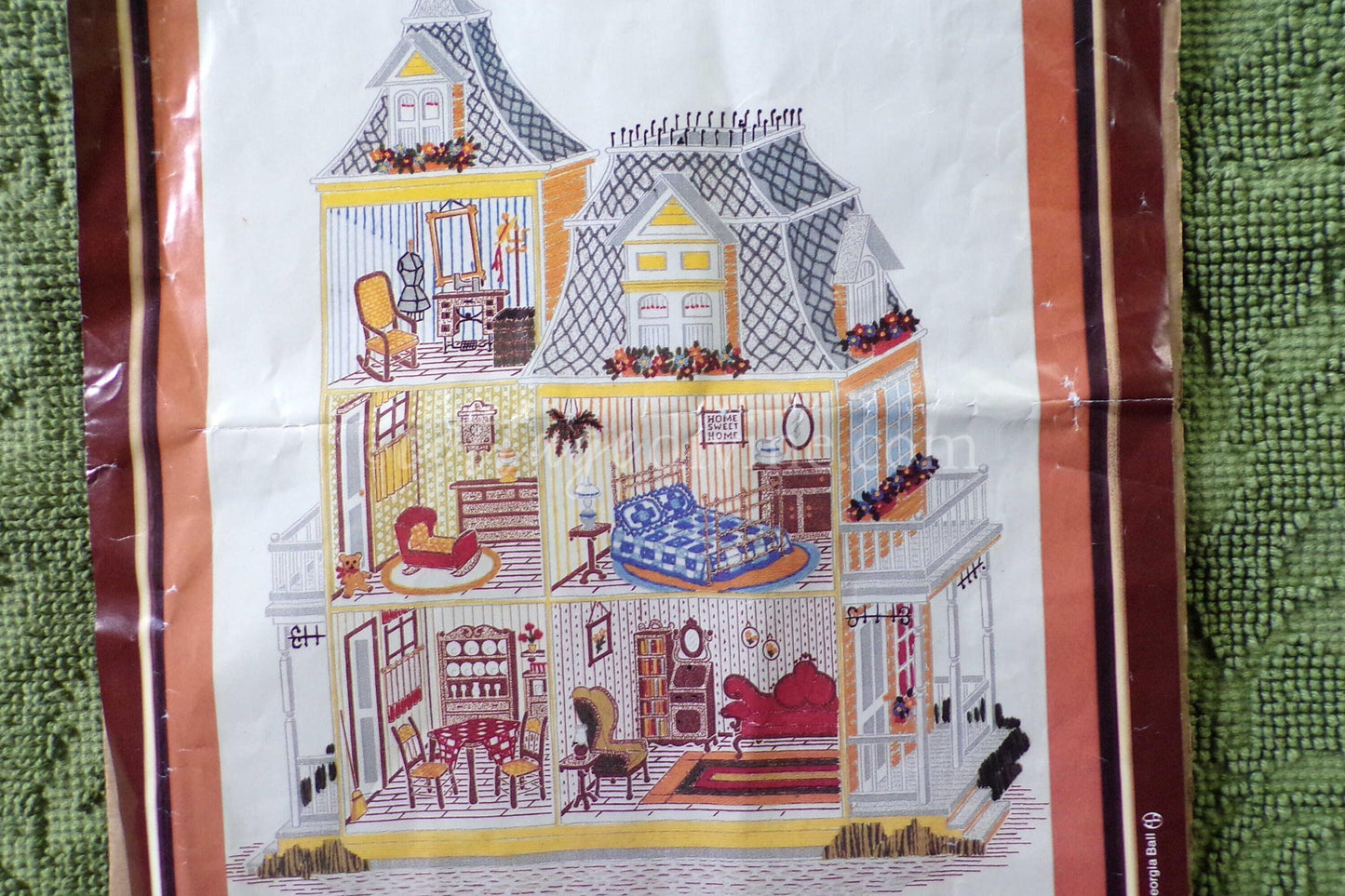 Cozy Victorian Doll House Crewel Stitchery Kit, Rare Paragon Needlecraft Vintage Embroidery 0939 Dollhouse, OPEN Pkg, Georgia Ball