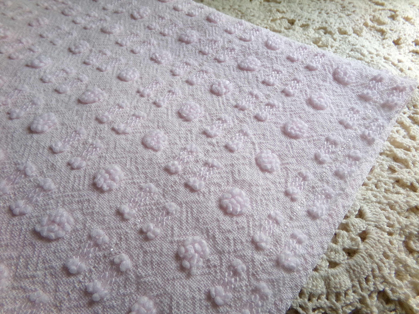 Pink Wink Vintage Chenille Fabric, Mini Dot Dash Pattern, 18" x 24" Quilt Material