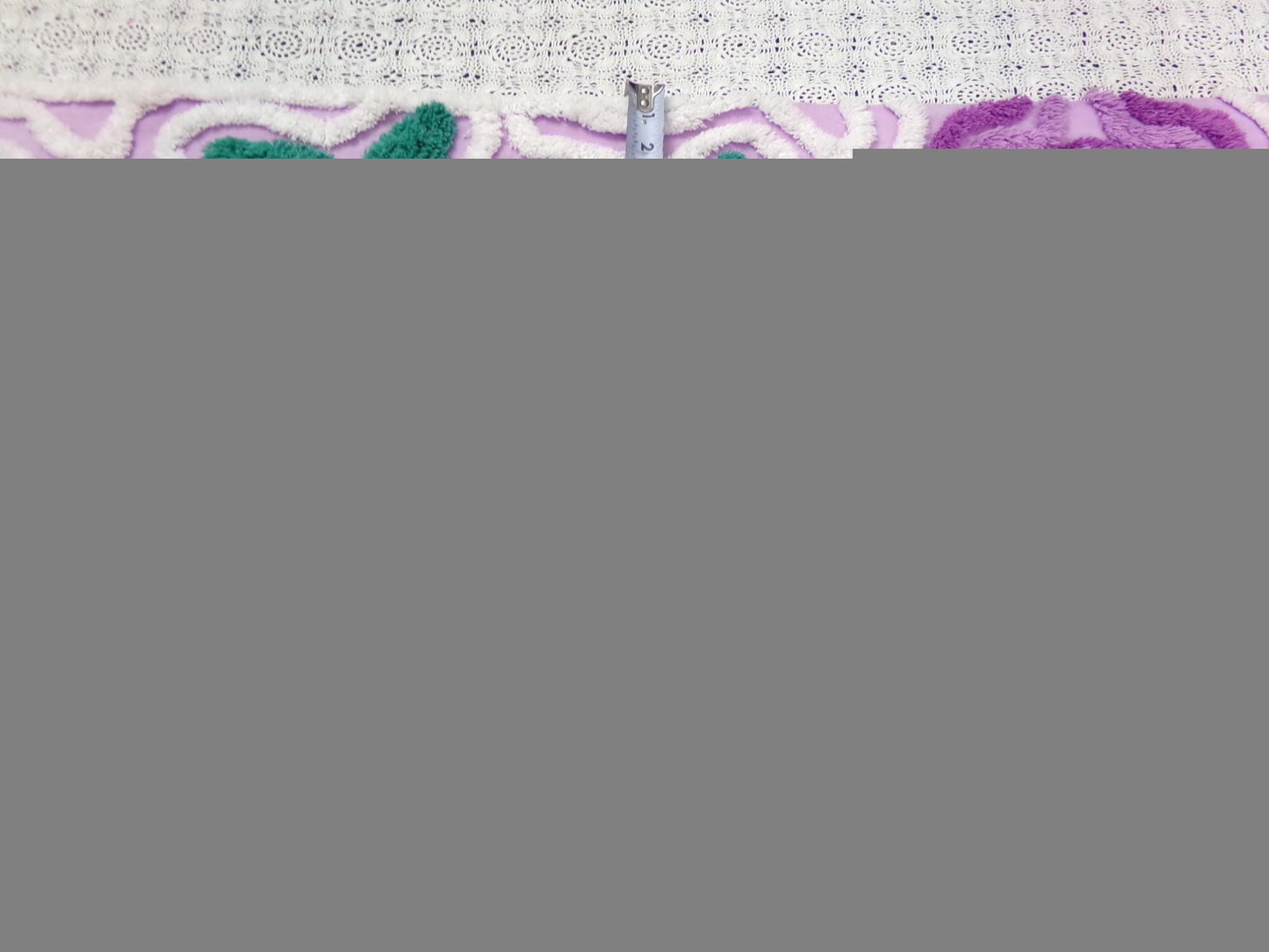 Violet Roses Vintage Chenille Bedspread Fabric 16x32" Sweeping White Waves