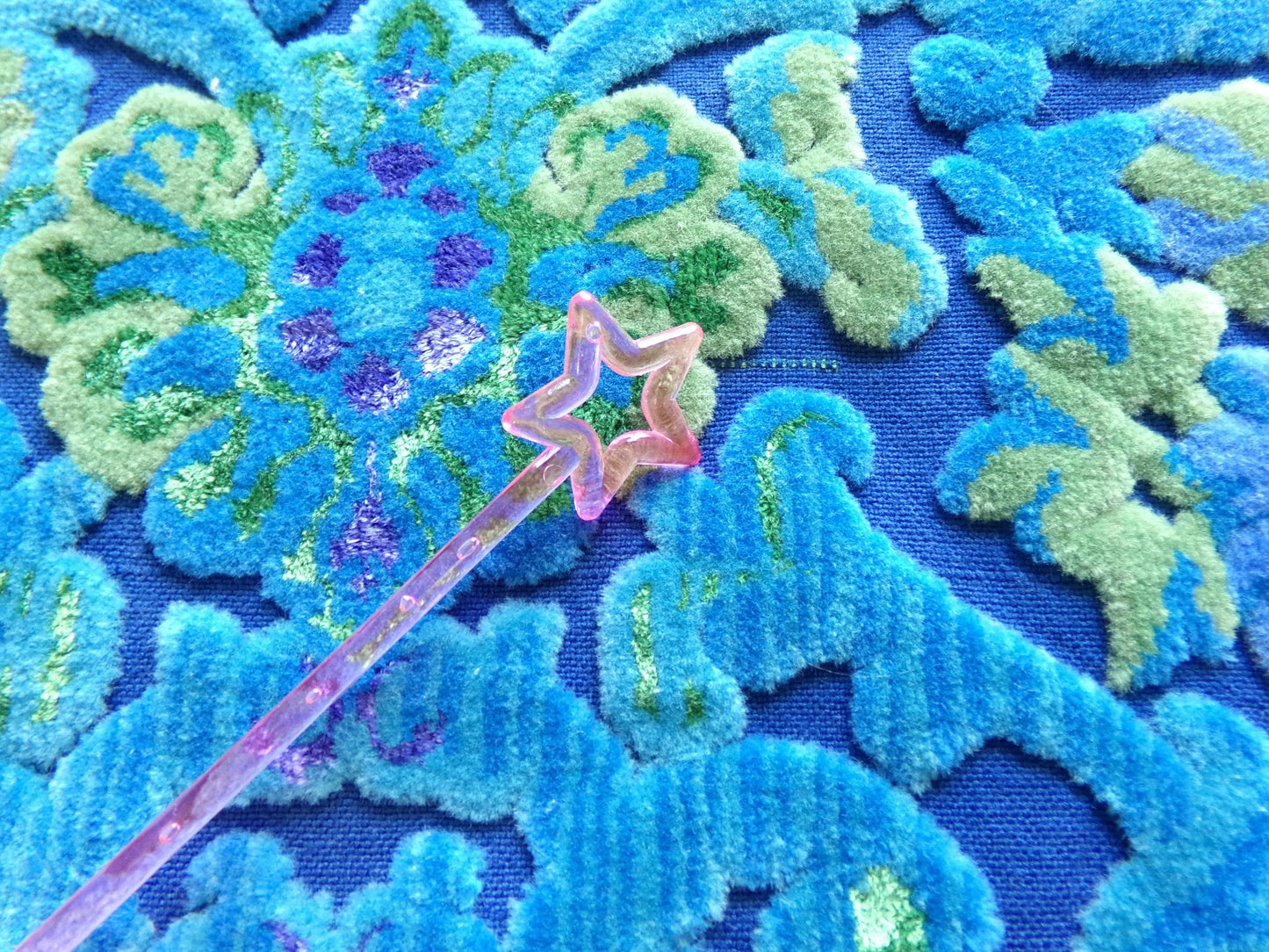 midnight blue vintage cut velvet fabric, cosmic Bates tapestry chenille, 20" x 22" inch piece, sewing material for boho bags