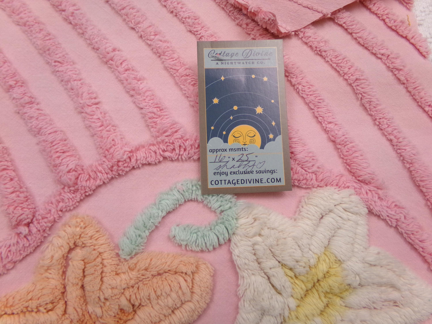 Shabby Sweet Vintage Chenille Fabric, Pink Floral Sewing & Quilt Material, 16" x 25" piece