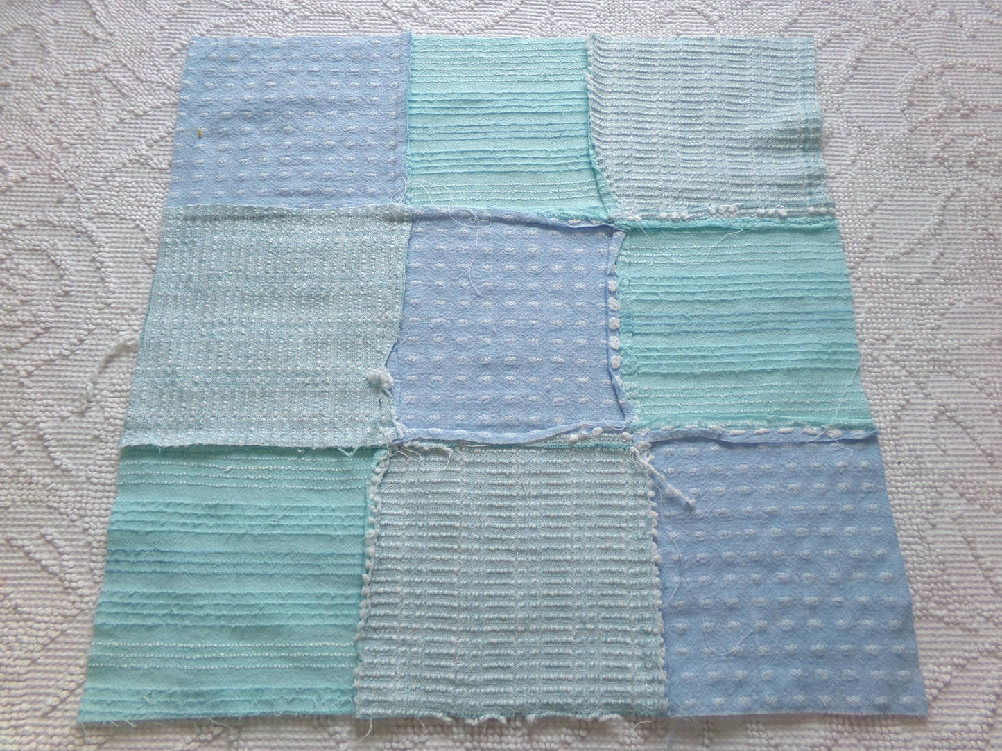 Beach Girl Vintage Patchwork Chenille Fabric Craft Panel - 16" square great for Pillows, Quilting, Wall Hangings