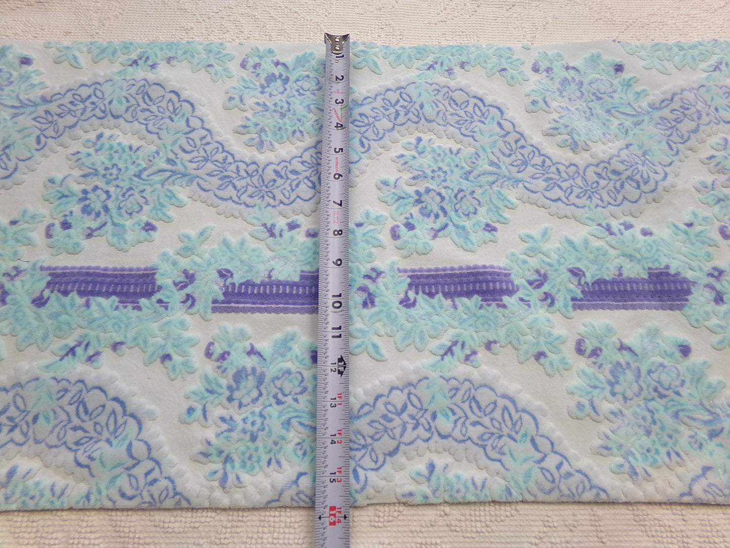 Celestial Shimmer Cut Velvet Fabric, Luxury Bates Vintage Tapestry Chenille Material, 15" x 32" Inch Piece, Lovely in Totes, Bags, Pillows