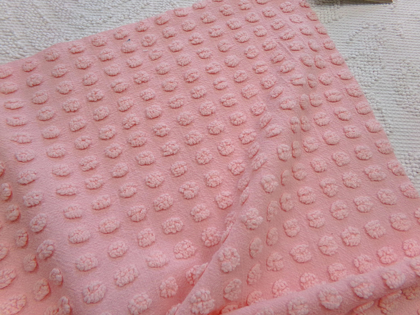 pink vintage chenille fabric w/ nubby texturized pops, 18" x 24" piece
