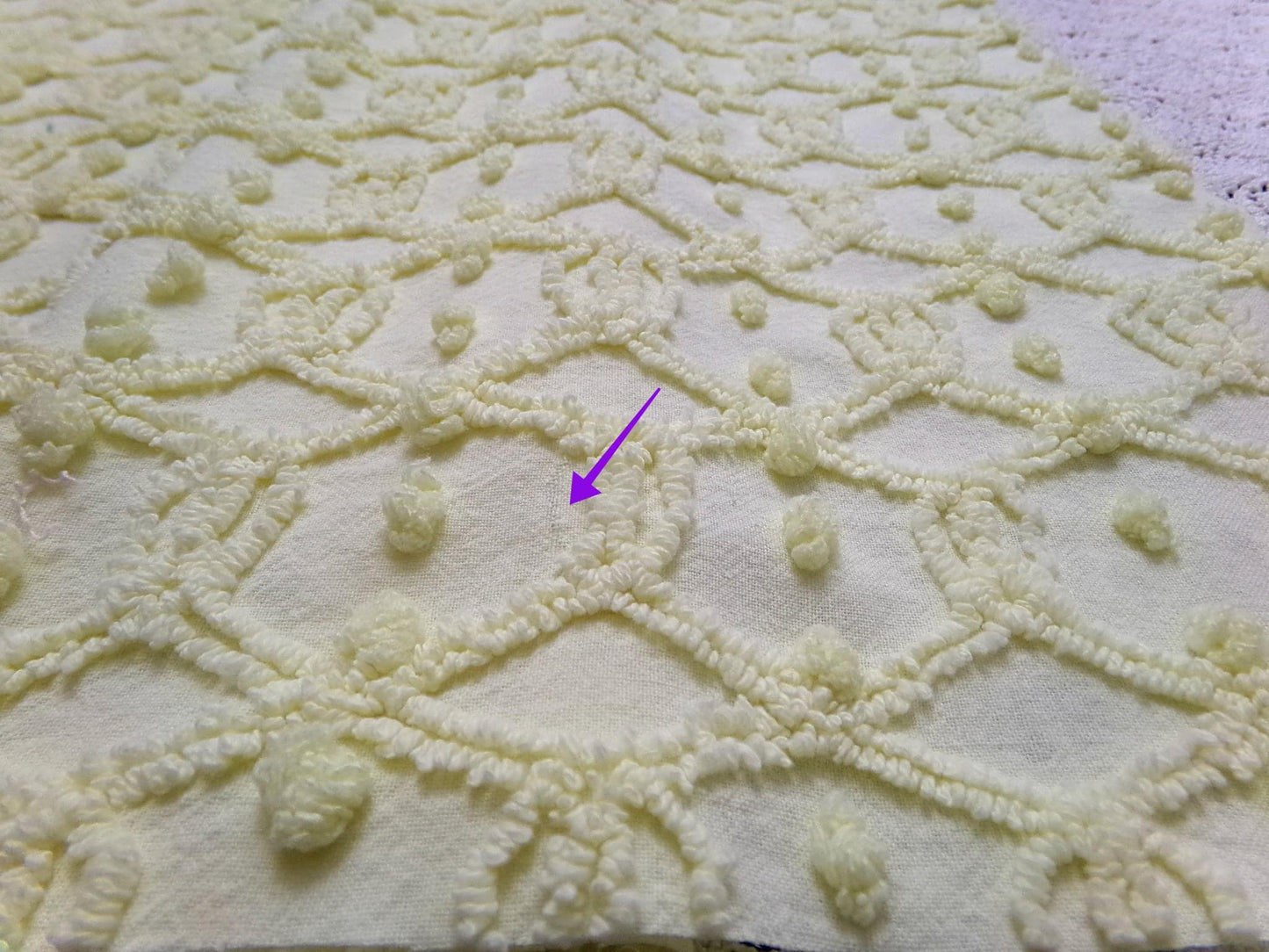 Infinity Links Vintage Chenille Bedspread Fabric 18x24" Yellow Pops Quilting Material