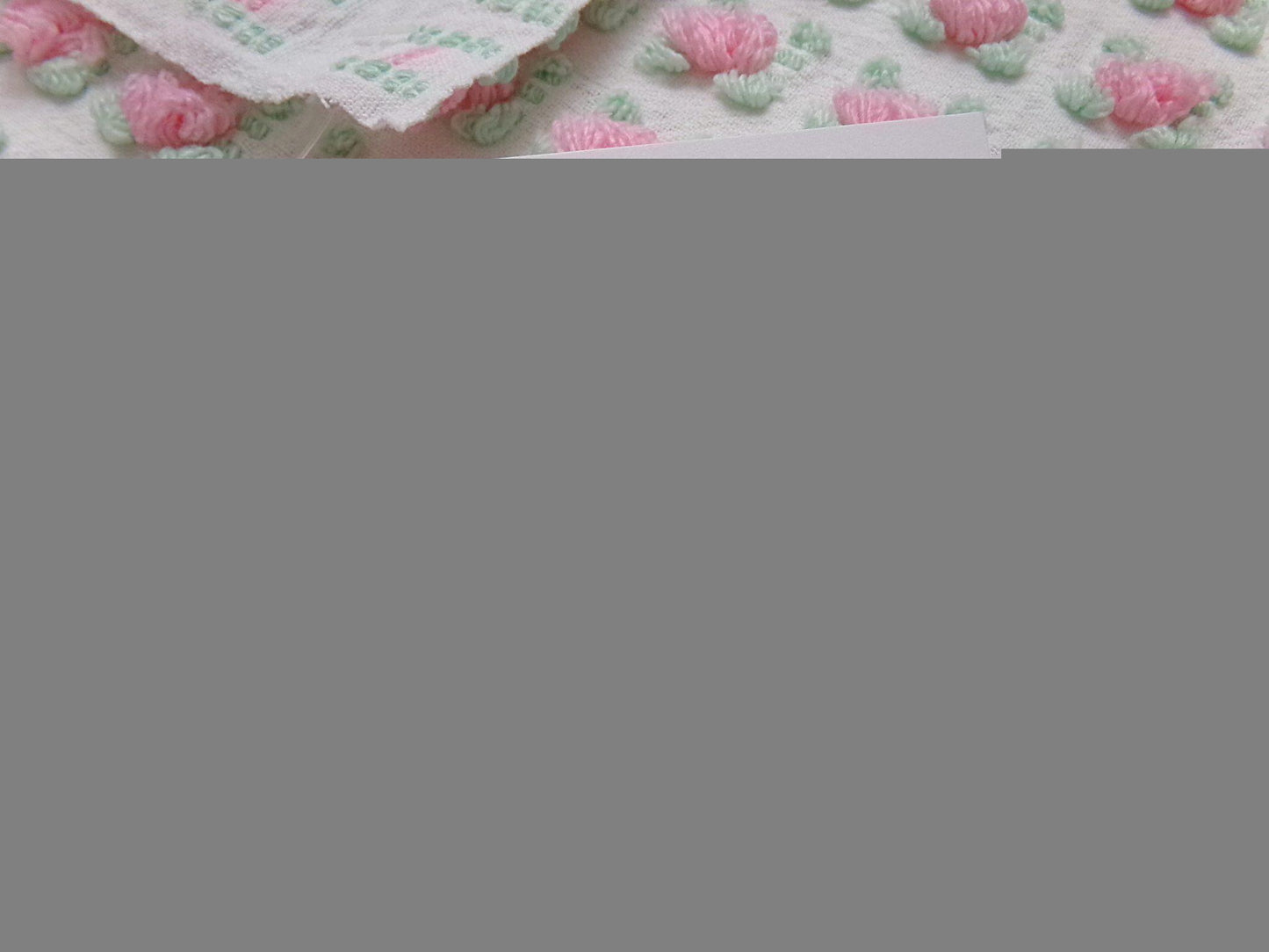 Popular Pink Rosebud Vtg Chenille Bedspread Fabric Rose Quilt Material 18x24"