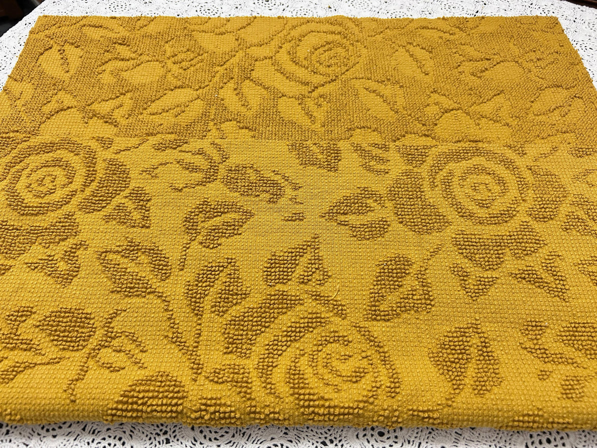 Boho Rose Vintage Chenille Fabric, Saturated Harvest Gold Woven 21x24" Piece
