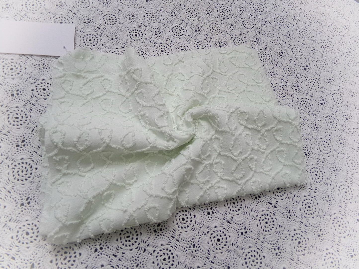 Light Green Vintage Chenille Fabric, Texturized Curly Loops 18x24" Piece
