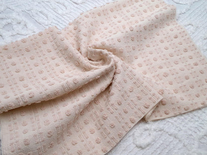 Vintage Chenille Bedspread Fabric, Neutral Fleshtone Lightweight Pop Dot Dash Sparkle 18"x24"
