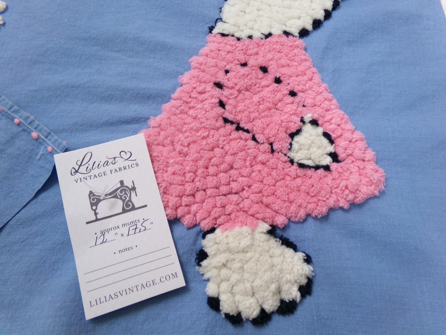 lone little girl vintage chenille bedspread fabric, quilt sewing material, 12" x 17.5"