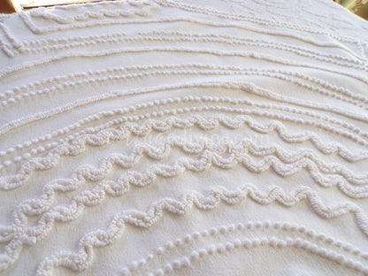 Angelic Lily Vintage Chenille Quilt Fabric Piece, 18" x 25" inches, Pretty in Pillows