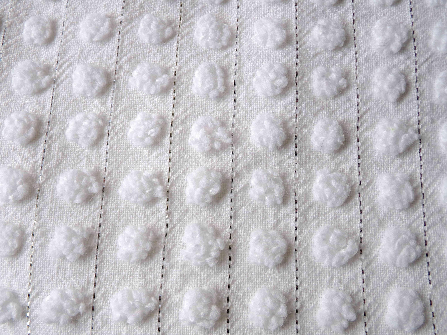 Simple White Pop Chenille Fabric, 20" x 24" inch Vintage Morgan Jones Piece, cotton blend with silver shimmer lurex