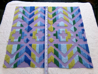 boho Southwestern vintage chenille fabric, optic Aztec design, 21" x 24" piece of hippie cotton sewing material for pillows, quilts