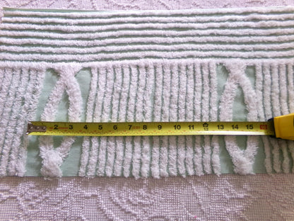 Fabric Piece from Vintage Chenille Bedspread in Mint Green & White Geometric Stripe, 12" x 22" inches