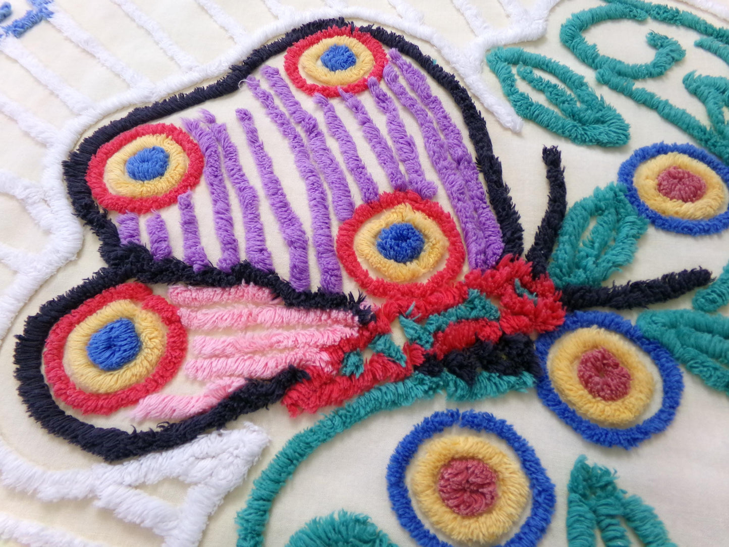 mystic butterfly vintage chenille fabric, heavenly 22" x 24" pc sewing material