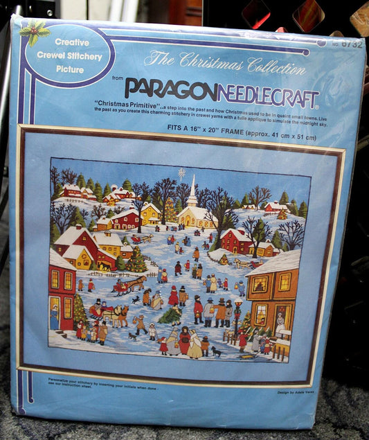 CHRISTMAS PRIMITIVE Vintage Crewel Embroidery Kit Winter Paragon Stitchery 6732