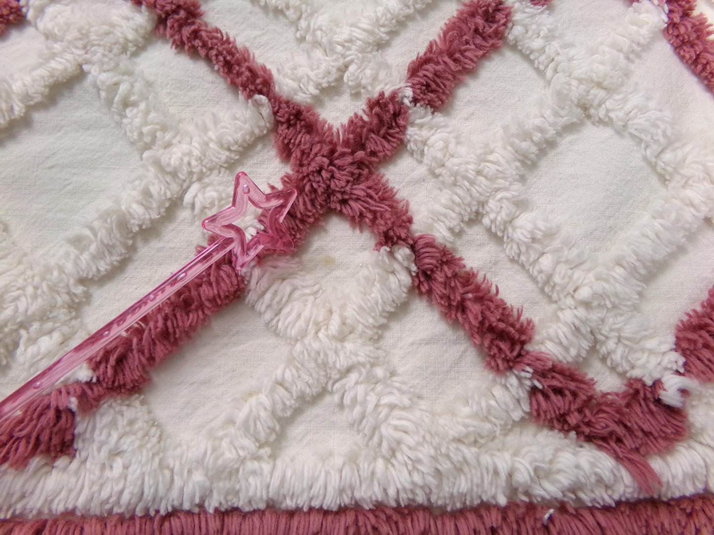 cozy plaid vintage chenille fabric, farmhouse style sewing & quilt material, 18" x 25" piece