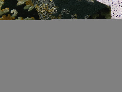 Vintage Damask Velvet Fabric Opulent Soot Black & Silver Grey Gold Upholstery Weight Small Pc 23x25"