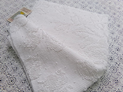 White Vintage Chenille Bedspread Fabric Hobnail Rose Dots 15x22"