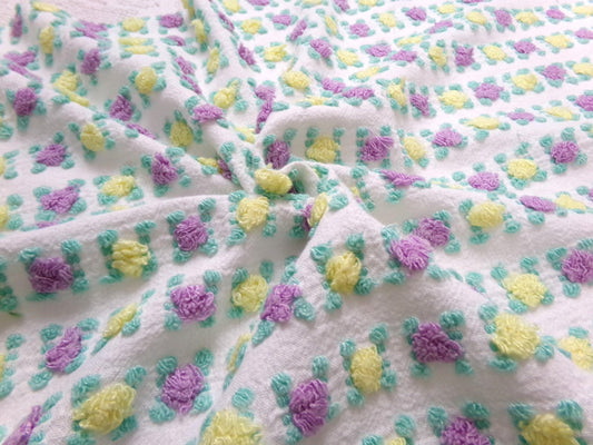 Rare Rosebud Vintage Chenille Fabric,