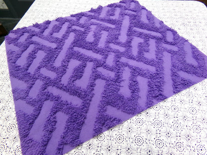 Vintage Royal Purple Chenille Fabric 18 x 24" Labyrinth Maze Geometric Boho Quilt Sewing Material