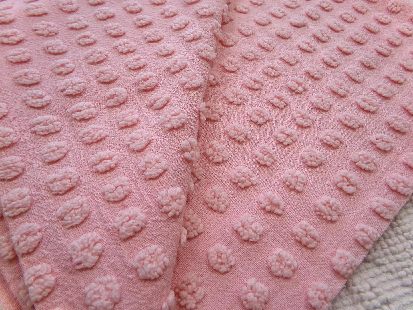 pink vintage chenille fabric w/ nubby texturized pops, 18" x 24" piece