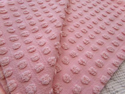 pink vintage chenille fabric w/ nubby texturized pops, 18" x 24" piece