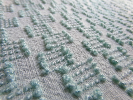 sage green vintage chenille fabric, mini ladder textured design, 18" x 24" inch piece of quilt material for sewing & crafts