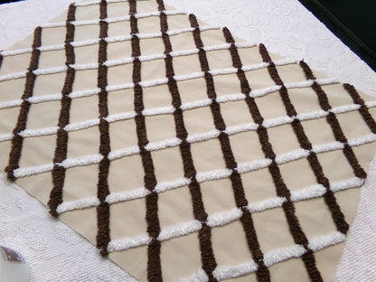 crosshatch vintage chenille fabric in mocha, chocolate brown & white, 18" x 27" piece