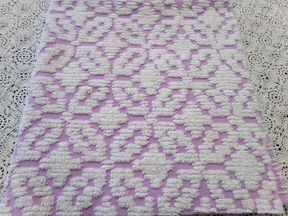 White Lilac Petals Vintage Chenille Bedspread Fabric 20x24"