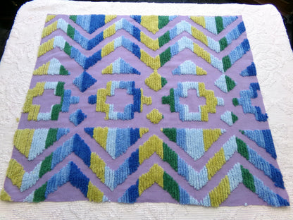 boho Southwestern vintage chenille fabric, optic Aztec design, 21" x 24" piece of hippie cotton sewing material for pillows, quilts