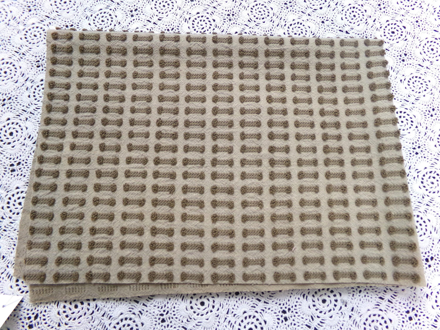 Boho Brown Barbells Vintage Chenille Bedspread Fabric 18" x 24"