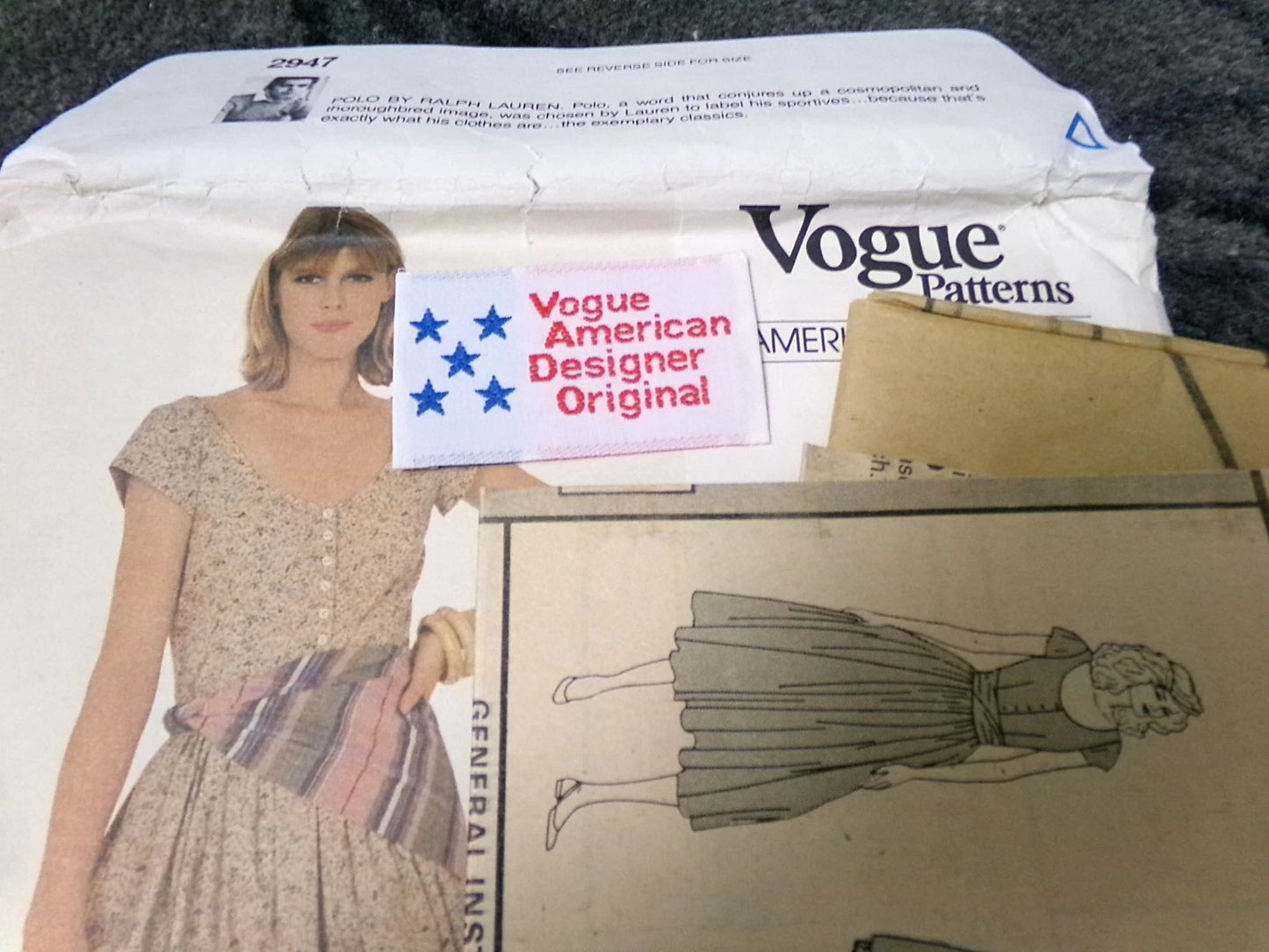 Vintage Vogue 2947 Pattern Ralph Lauren Dress Petticoat Scarf New Uncut Misses Sz 8