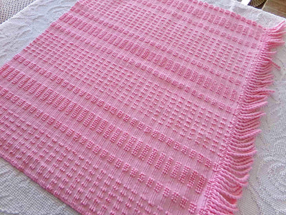 pink pearly pops vintage chenille fabric, 20" x 24" cut piece quilt material for sewing, crafts, upcycling, fun texture & unique design