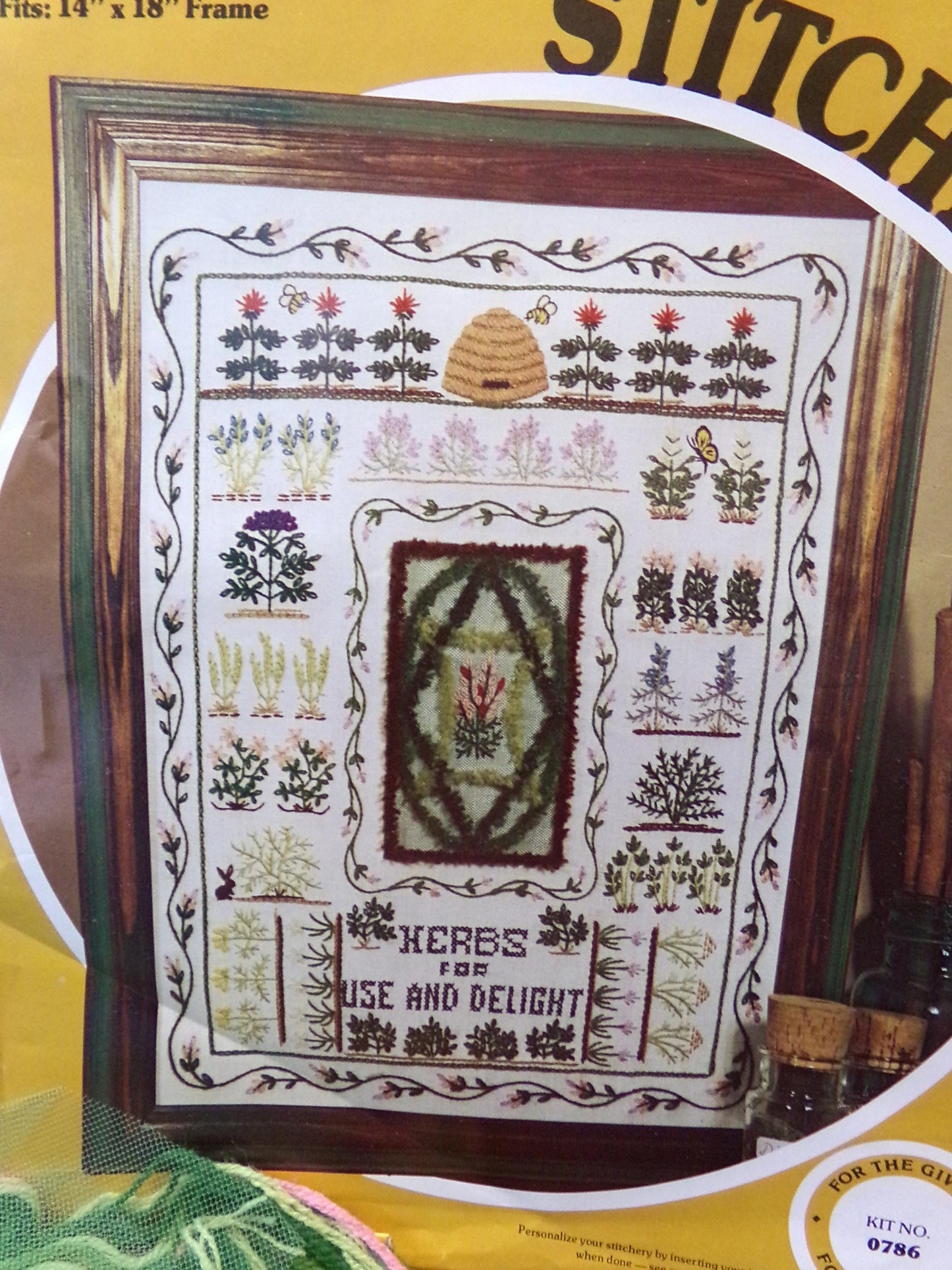 HERB 'n SPICE Garden Crewel Embroidery Kit, Paragon 0786 Vintage Stitchery Sampler