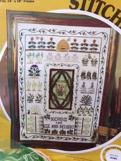 HERB 'n SPICE Garden Crewel Embroidery Kit, Paragon 0786 Vintage Stitchery Sampler