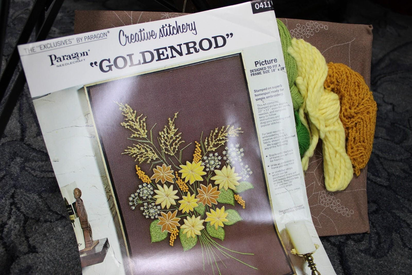 GOLDENROD Crewel Embroidery Kit Boho Hippie Floral Vintage Paragon Stitchery 0411