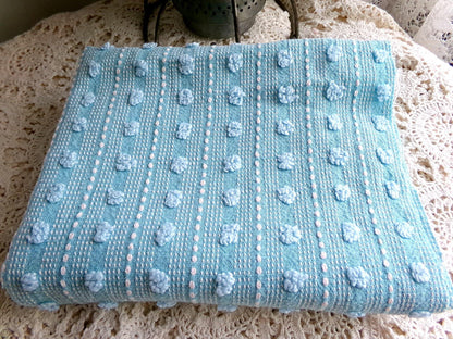Vintage Chenille Fabric, Cute Woven Dot Dash Design, 24" x 18" inch piece, Great Quilt Material
