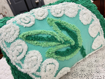 Botanical Green Vintage Chenille PIllow Cover, Rectangle 12x16" Design
