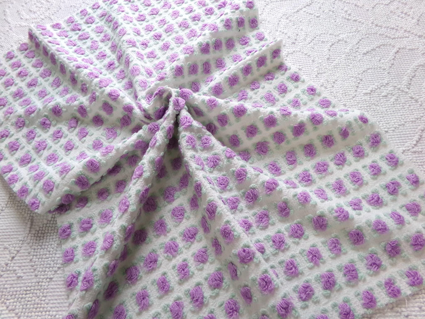 rosebud vintage chenille fabric: Morgan Jones amethyst purple roses 18" x 25" cut piece