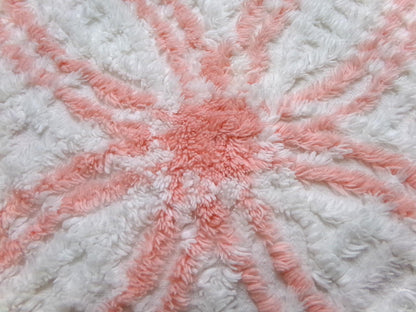 summer peach vintage chenille bedspread fabric white geometric quilt material 20x25"