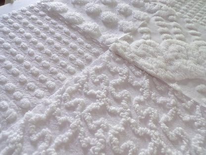 White Chenille Fabric Squares Set, "Let it Snow" 16 Vintage Quilt Blocks, 6" inch
