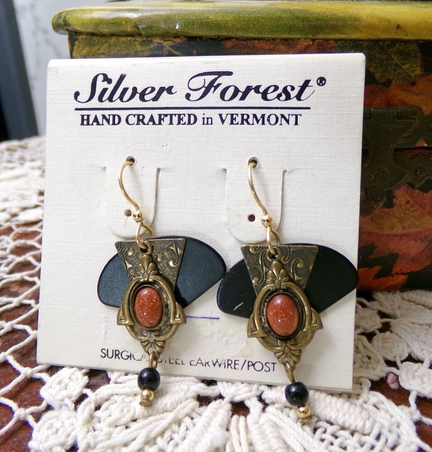 Steampunk Vintage Layered Dangle Earrings, Pierced Boho Silver Forest Vermont Jewelry
