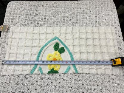 White Lattice Vintage Chenille Fabric 12x28" Plush Flower Piece