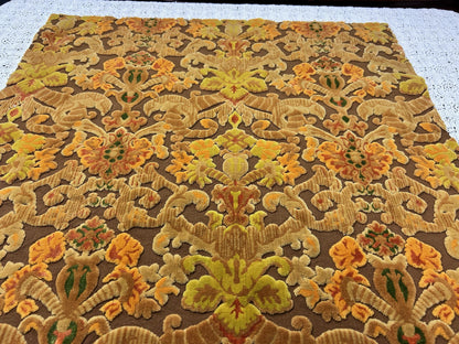Boho Vintage Cut Velvet Fabric, Copper Brown Tapestry Style Chenille Material, 17x21" Pc