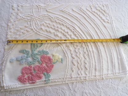 Angelic Lily Vintage Chenille Quilt Fabric Piece, 18" x 25" inches, Pretty in Pillows