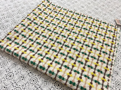 Mod Vintage Woven Chenille Fabric 21x25, Bates Bowtie Geometric Quilt Material