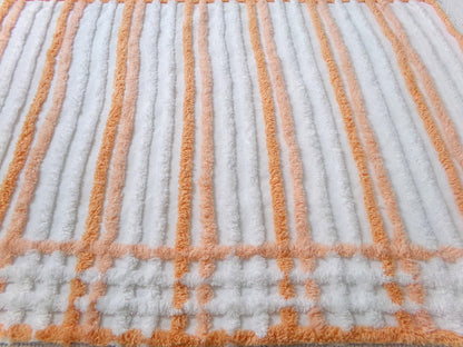 Peach & White Striped Vintage Chenille Fabric, versatile sewing craft quilt material, 18" x 25" piece